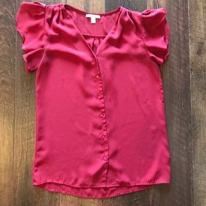 Francesca’s Red Flutter sleeve button up
